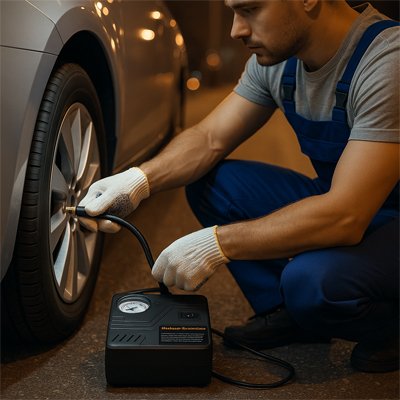 Gonfleur pneu voiture rangement facile