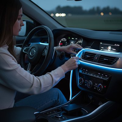 Led interieur voiture bleu