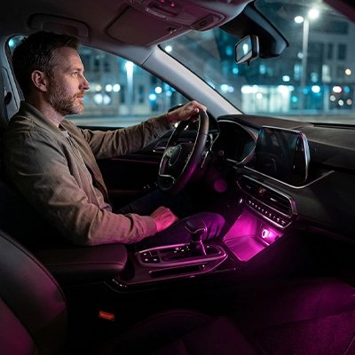 Led pour voiture couleur rose