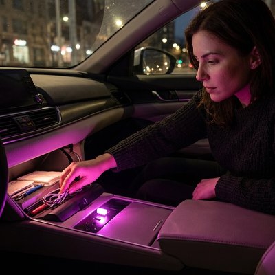 Led voiture couleur rose