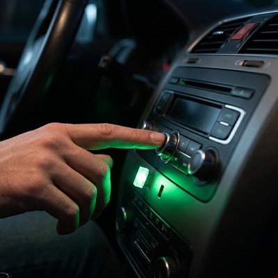 Led voiture vert tout prise USB