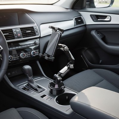 support-tablette-pour-voiture-Installation-dans-le-porte-gobelet
