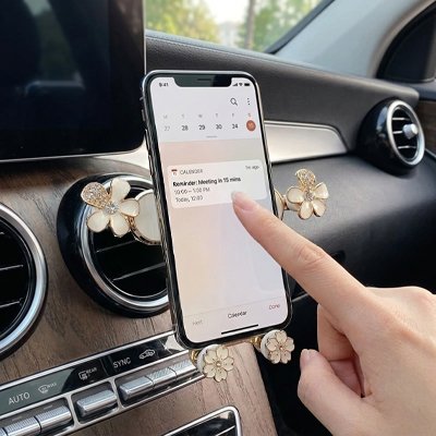 Support telephone voiture blanc fleur blanche